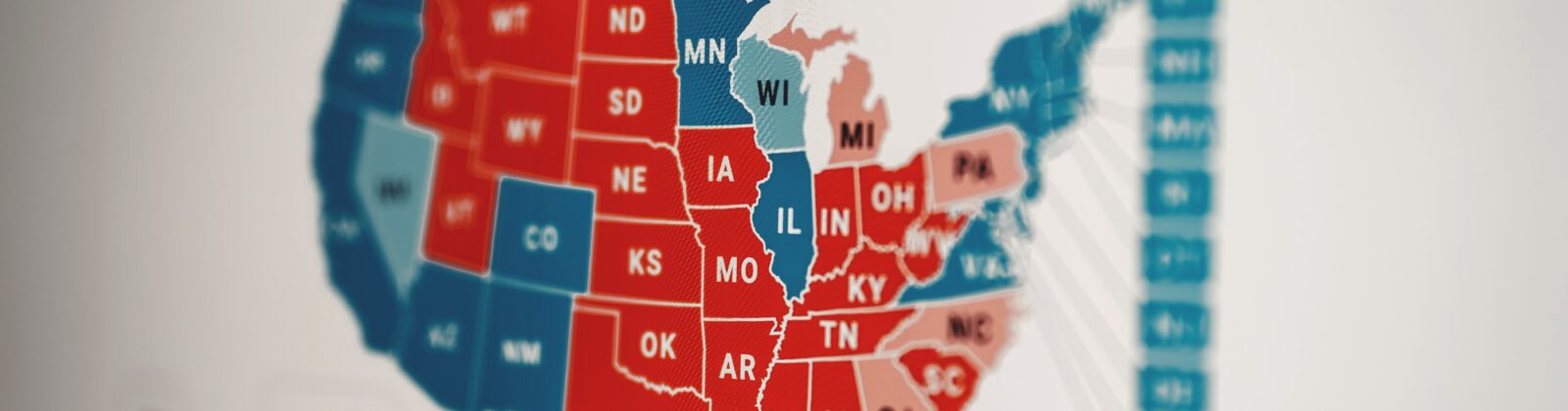 United States map with voter outcomes