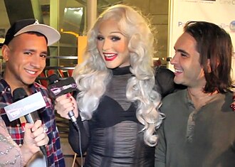 Director Antonio Santini, Puerto Rican drag queen April Carrión, director Dan Sickles of Mala Mala