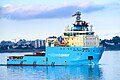 * Nomination: Offshore tug/supply vessel, Maersk Trader, off Ogden Point, Victoria BC Canada --GRDN711 21:33, 27 March 2025 (UTC) * Review Tilted (the vessel sould be trimmed and the water straight) --Plánovací kalendář 22:49, 27 March 2025 (UTC) Prior to uploading this image, I rotated it 0.5 degrees clockwise. After your comments, I re-visited the image and added another tenth to 0.6 degrees. If you look at the verticals (mast by the flag, apartment buildings and crane in the background), they are straight up. The water line is not the best horizontal marker. The ship has no load on the back deck and is heavier on the front. As a result, the bow ploughs into the water and the stern rides a little high. --GRDN711 04:00, 29 March 2025 (UTC)