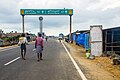 * Nomination: Dhanushkodi Road --Rangan Datta Wiki 03:13, 29 March 2025 (UTC) * Review Green CA on the left side of the left person and the signpost, yellow CA on the right side of these objects and under the sign, would also need perspective correction and could be sharper. All probably fixable with better raw conversion. --Plozessor 03:34, 29 March 2025 (UTC)