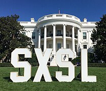 South by South Lawn festival sign in front of the White House