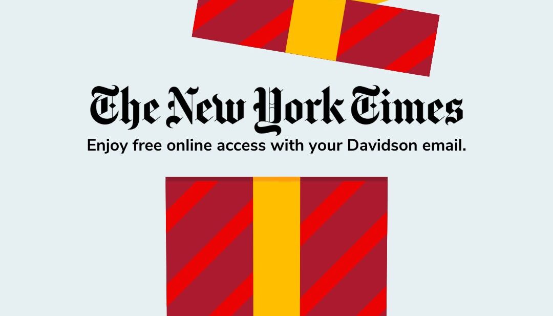 Image of red wrapped present with a yellow bow, with "The New York Times" coming out of it.