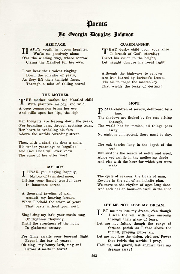 Poems by Georgia Douglas Johnson
