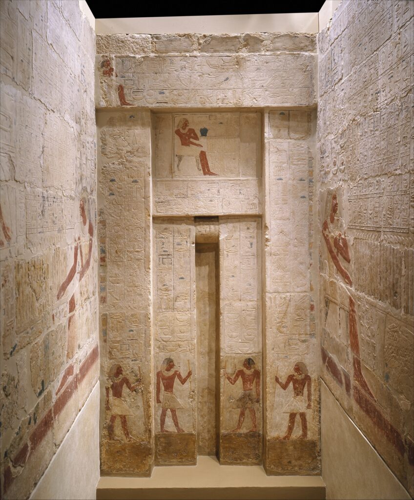 "Mastaba Tomb of Perneb: chapel, north wall, false door." The Met, Accessed 18 April 2025. https://www.metmuseum.org/art/collection/search/543937