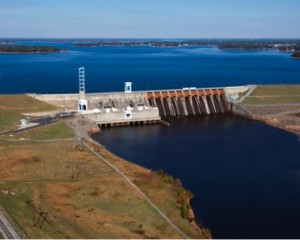 Arial view of dam 
