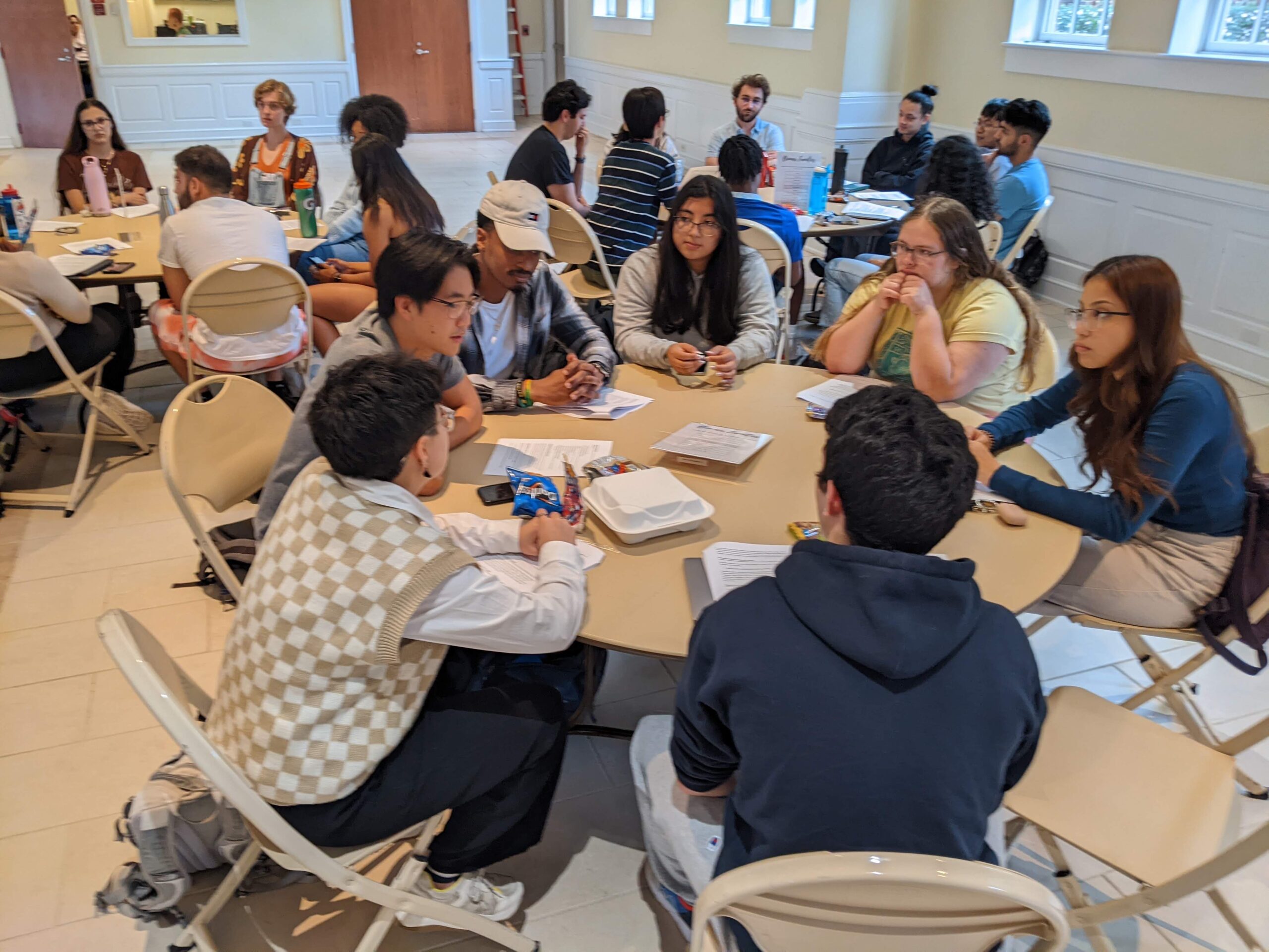 Bonner Scholars deliberating at Davidson College Lilly Gallery.