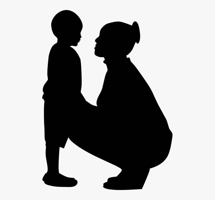 mother and son silhouettes.