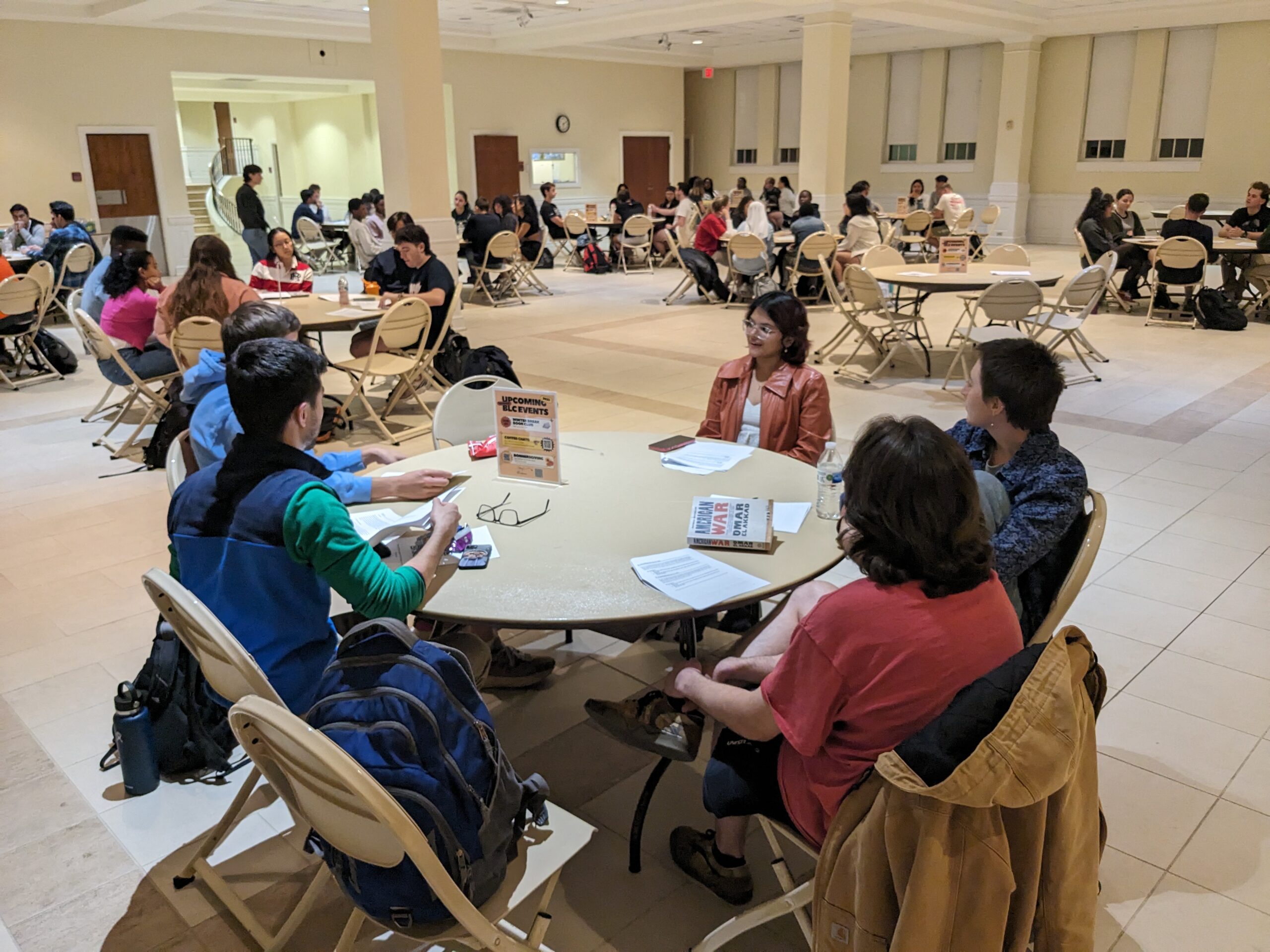 Round Table Discussions at DCI and Bonner Scholars event in the Davidson College Lilly Gallery.