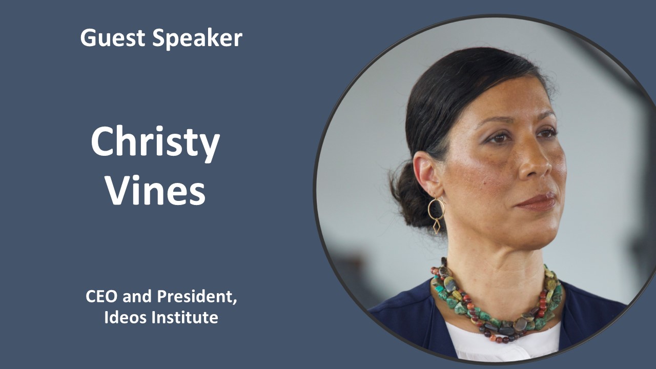 Introductory Image of Guest Speaker Christy Vines.