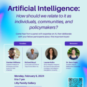 DCI Artificial Intelligence event poster.