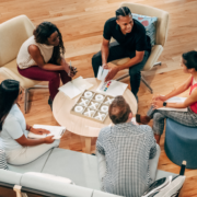 People discussing at a round table