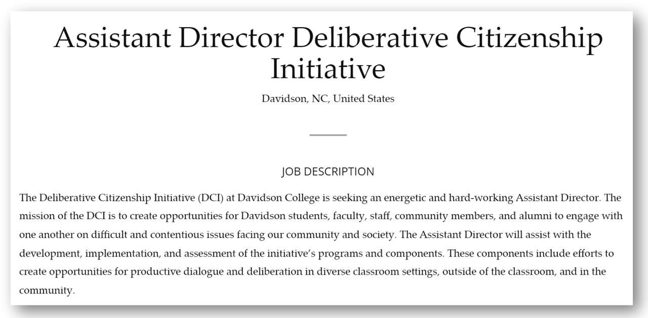 Screenshot of Assistant Director Job Description