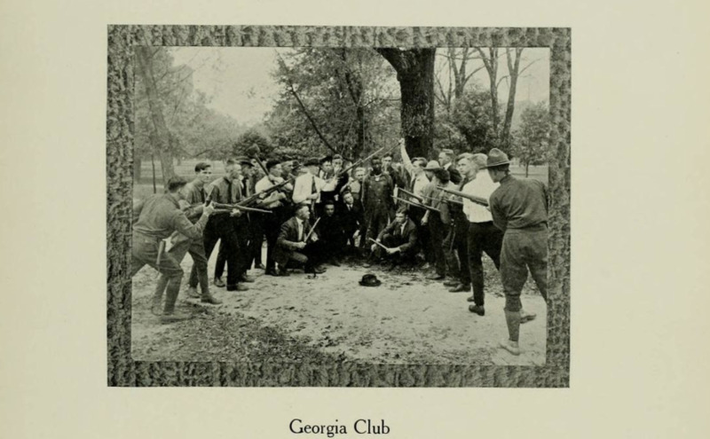The Georgia club stands with rifles next to a lynched Black man