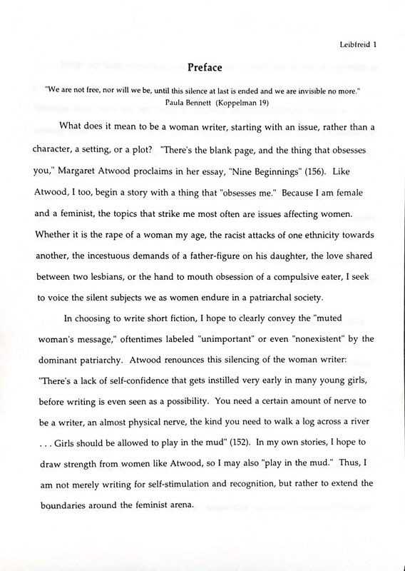 Screenshot of page 1, preface, of "Breaking the Silence" by Laura Susan Leibfreid