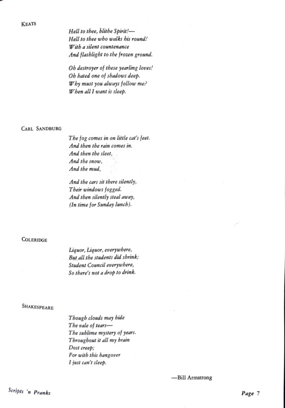 Image of poem parodies from the October 1959 Scripts 'N Pranks