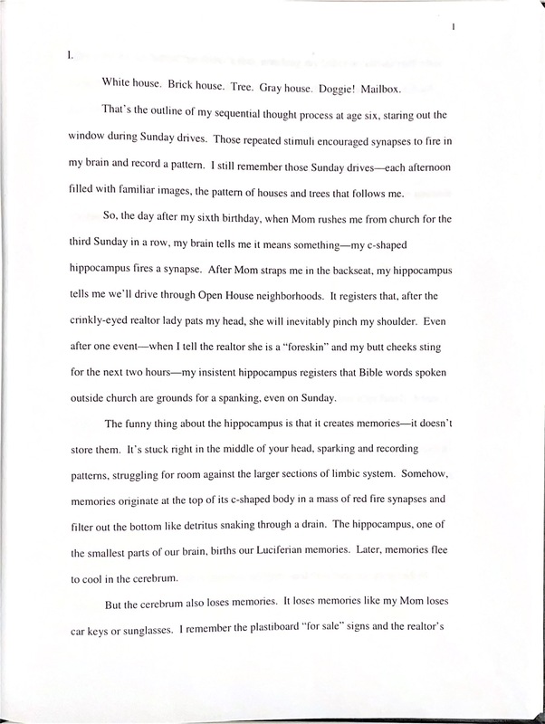 Photograph of page 1 of David Pope '05's thesis "Five-Point Turn"