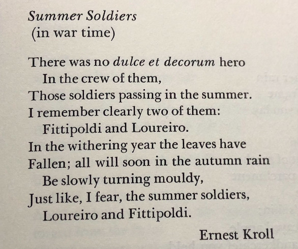 This poem by Ernest Kroll seems to reflect on the passing of time and the frailty of life.