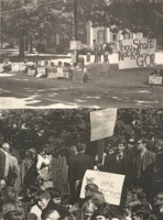 Students engaging in peaceful anti-war protests on Davidson's campus.