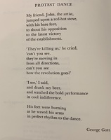 Cropped image of the Protest Dance poem. The poem describes students' indifference to the war, protests, etc..