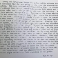 A student creative essay depicting the destruction and downfall of a counter-culture figure who attempts to force radical ideals on his classmates who simply do not care.