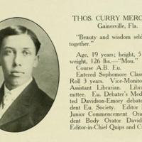 Merchant's quote "beauty and wisdom seldom travel together" pokes fun at his looks.