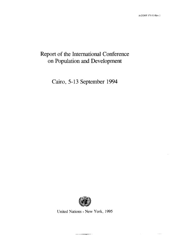 The official report from United Nations on the 1994 Cairo Population and Development Conference