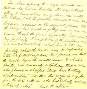 Handwritten letter concerning "negros"