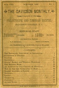 Front page of The Davidson Monthly - October 1892