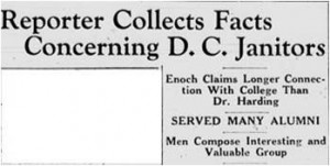 Headline: Reporter Collects Facts Concerning D.C. Janitors