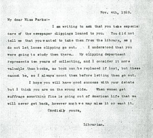 Letter written by Ms. Shaw