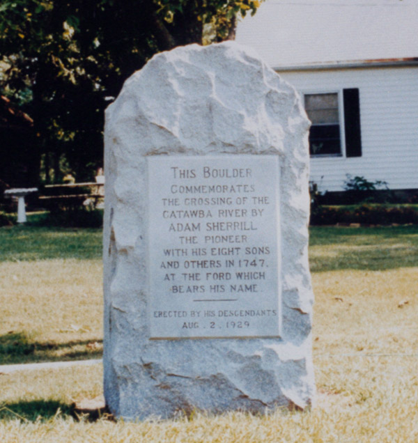 Stone marker commemorating Adam Sherrill