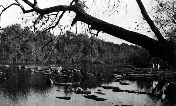 A photo of the actual place on the Catawba River where Sherrill and his sons crossed.