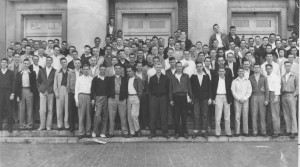 Class of 1953 standing on steps of Chambers