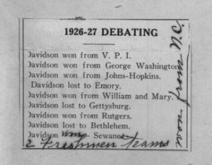 Newspaper Clipping Demonstrating Davidson Students' Oratorical Success (1927)