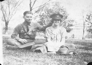 A playful couple at an R.O.T.C. Parade (Wednesday, April 15, 1925)