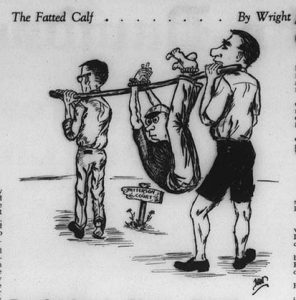 A Davidsonian comic from September 14th, 1963 showing freshmen at the mercy of the fraternitites