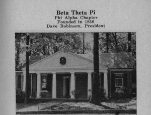 A 1952 picture of the Beta Theta Pi House on the Davidson campus. 