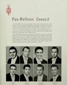 The President of each fraternity was a member of the Pan-Hellenic Council. This image features the Board Members of 1947.