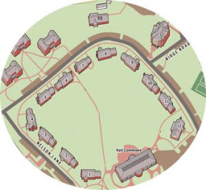 A map of Patterson Court Circle. CoHo is in the #9 building, the old PAX house.