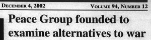 Headline: Peace Group founded to examine alternatives to war