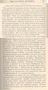 Compulsory thanksgiving article in "THE DAVIDSON MONTHLY" talking about how making church on thanksgiving mandatory is preposterous