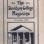 Davidson College Magazine cover stating, "~The~ Davidson College Magazine November, 1910" A generic picture of a building with four columns below the heading.