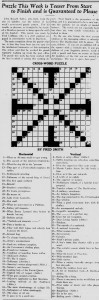 "Puzzle This Week is Teaser From Start to Finish and is Guaranteed to Please", a cross-word puzzle by Fred Smith