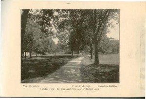 1903 viewbook image, "New Dormitory Y.M.C.A. Hall. Chambers Building. Campus -View---Looking East from rear of Shearer Hall."