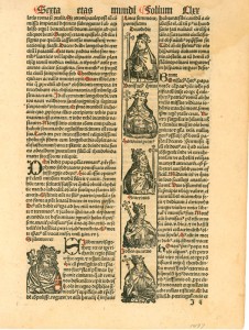 Leaf from Weltchronik / Schedel, Hartmann. Augsburg, 1497. (With rubricated capitals.)