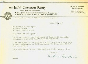 Letter from The Jewish Chautauqua Society