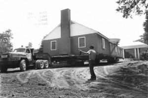 A truck moving Patterson Court House