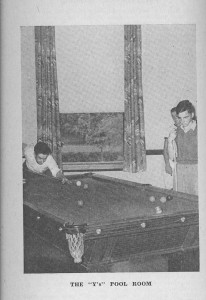 Image from Wildcat Handbook captioned, "THE "Y'S" POOL ROOM"