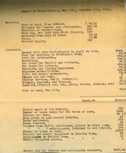 1910-1911 annual report with budget figures for freight and circulation numbers