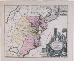 Johann Homan map of 1714 Virginia, Maryland &amp; Carolina